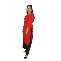 Snowlife V Neck Print Colour, Womens Stylish and Fancy Solid Plain Rayon Straight Round Neck Formal Office wear as Well as Casual wear Kurtis with 3/4th Sleeves-thumb3