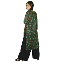 WORNE,Follower Print Dark Green Colour, Womens Stylish and Fancy Solid Plain Rayon Straight Round Neck Formal Office wear as Well as Casual wear Kurtis with 3/4th Sleeves-thumb3