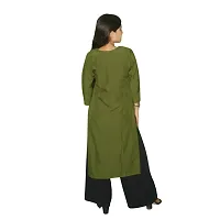 WORNE, V Neck Print Colour, Womens Stylish and Fancy Solid Plain Rayon Straight Round Neck Formal Office wear as Well as Casual wear Kurtis with 3/4th Sleeves (S, Green)-thumb4