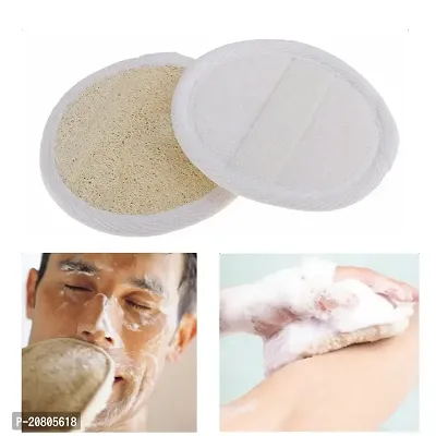 BAH 2pcs/set Round Loofah Luffa Sponge Scrubber Pads Facial Pore Blackhead Cleansing Washing SPA Massage Puff