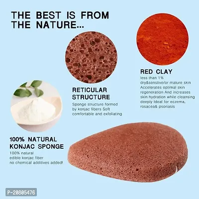 BAH Konjac Face Cleaning Sponge Makeup Remover Pads Exfoliator Deep Clean Red