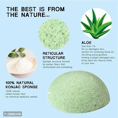 BAH Konjac Facial Exfoliating Sponges Natural Face Wash Cleaning Puff Green-thumb2