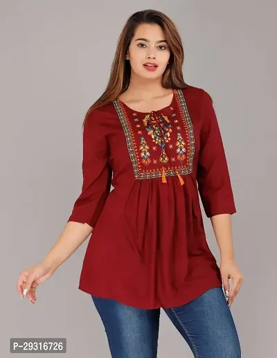 Women Embroidered Viscose Rayon Top