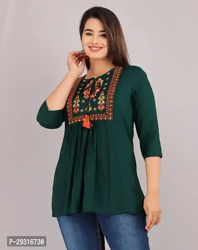 Women Embroidered Viscose Rayon Top