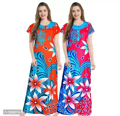 Stylish Fancy Cotton Printed Nighty For Women Pack Of 2-thumb0