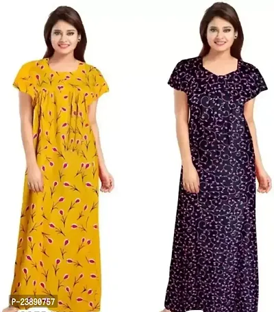 Stylish Fancy Cotton Printed Nighty For Women Pack Of 2