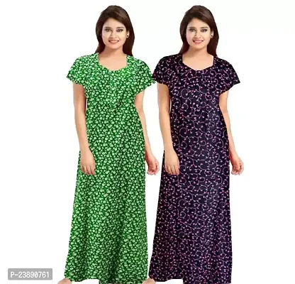 Stylish Fancy Cotton Printed Nighty For Women Pack Of 2-thumb0