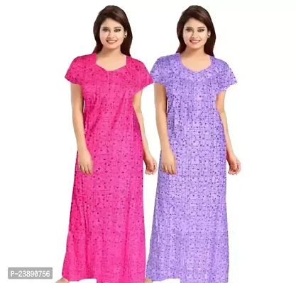 Stylish Fancy Cotton Printed Nighty For Women Pack Of 2