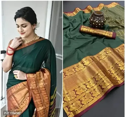 Classic Silk Blend Saree with Blouse piece for women-thumb0