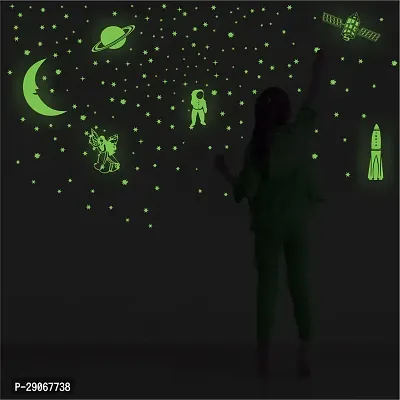 Classic Green Fluorescent ( Radium Sticker) Night Glow In The Dark, Star Astronomy Wall Stickers (Pack Of 201 Stars Big And Small) - Complete Sky Code-112-thumb0