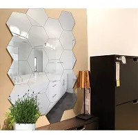 Classic 10 Hexagon Silver Acrylic Mirror Wall Sticker|Mirror For Wall|Mirror Stickers For Wall|Wall Mirror|Flexible Mirror|3D Mirror Wall Stickers|Wall Sticker Cp-522-thumb3