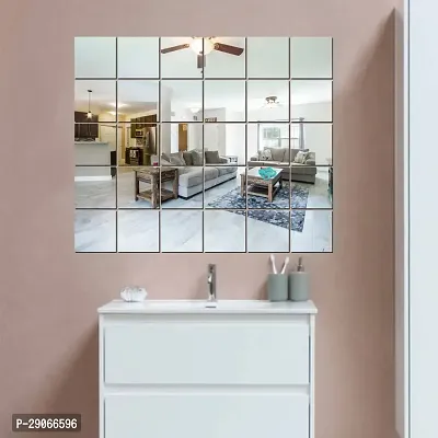 Classic Big Square 30 Silver Acrylic Mirror Wall Sticker|Mirror For Wall|Mirror Stickers For Wall|Wall Mirror|Flexible Mirror|3D Mirror Wall Stickers|Wall Sticker Cp-515-thumb2