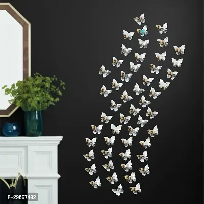 Classic 50 Butterfly Silver-Cp662 Acrylic Mirror Wall Sticker|Mirror For Wall|Mirror Stickers For Wall|Wall Mirror|Flexible Mirror|3D Mirror Wall Stickers|Wall Sticker Cp-1188-thumb0