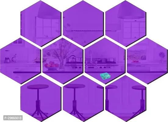 Classic 10 Hexagon Purple-Cp10 Acrylic Mirror Wall Sticker|Mirror For Wall|Mirror Stickers For Wall|Wall Mirror|Flexible Mirror|3D Mirror Wall Stickers|Wall Sticker Cp-536