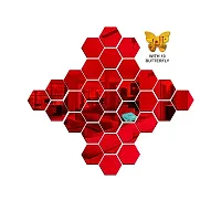 Classic 31 Hexagon Red-Cp156 Acrylic Mirror Wall Sticker|Mirror For Wall|Mirror Stickers For Wall|Wall Mirror|Flexible Mirror|3D Mirror Wall Stickers|Wall Sticker Cp-682-thumb2