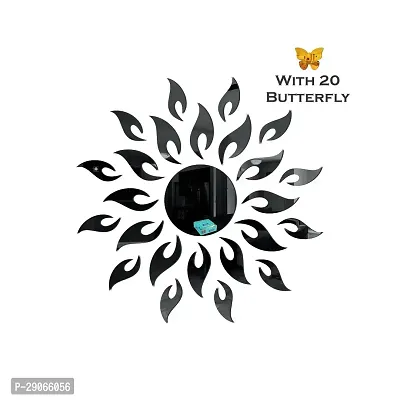 Classic Sun Flame Black With 20 Butterfly Golden Acrylic Mirror Wall Sticker|Mirror For Wall|Mirror Stickers For Wall|Wall Mirror|Flexible Mirror|3D Mirror Wall Stickers|Wall Sticker Cp-110-thumb2