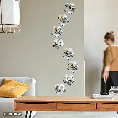 Classic 8 Flowers Silver Acrylic Mirror Wall Sticker|Mirror For Wall|Mirror Stickers For Wall|Wall Mirror|Flexible Mirror|3D Mirror Wall Stickers|Wall Sticker Cp-287-thumb0