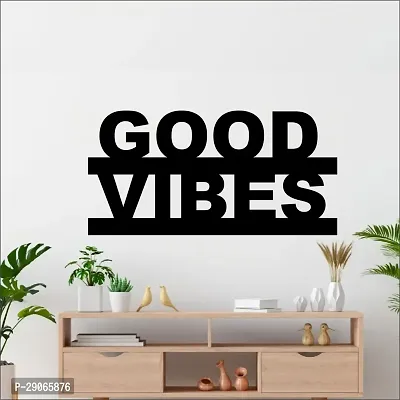 Classic Good Vibes Wall Sculptures, Wall Art, Wall Decor, Black Wooden Art Home Decor Items For Livingroom Bedroom Kitchen Office Wall, Wall Stickers And Murals (29 X14.5 Cm)-thumb0