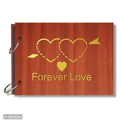 Classic Forever Love Artworks Wooden Photo Album Scrap Book With 10 Butterfly 3D Acrylic Sticker 40 Pages Plus 2 Glitter Golden Paper Sheets