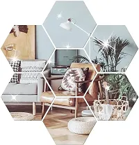 Classic 10 Hexagon Silver Acrylic Mirror Wall Sticker|Mirror For Wall|Mirror Stickers For Wall|Wall Mirror|Flexible Mirror|3D Mirror Wall Stickers|Wall Sticker Cp-522-thumb2