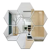 Classic 7 Hexagon 10 Butterfly Silver Acrylic Mirror Wall Sticker|Mirror For Wall|Mirror Stickers For Wall|Wall Mirror|Flexible Mirror|3D Mirror Wall Stickers|Wall Sticker Cp-520-thumb1