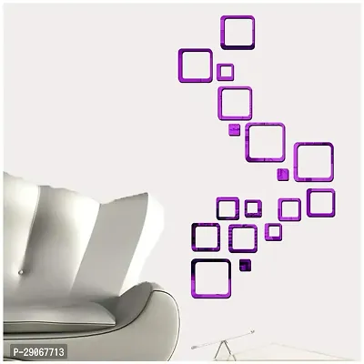 Classic 18 Square Purple Acrylic Mirror Wall Sticker|Mirror For Wall|Mirror Stickers For Wall|Wall Mirror|Flexible Mirror|3D Mirror Wall Stickers|Wall Sticker Cp-1465