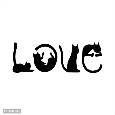 Classic Love Cat Wall Sculptures, Wall Art, Wall Decor, Black Wooden Art Home Decor Items For Livingroom Bedroom Kitchen Office Wall, Wall Stickers And Murals (29 X 10 Cm)-thumb2