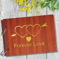 Classic Forever Love Artworks Wooden Photo Album Scrap Book With 10 Butterfly 3D Acrylic Sticker 40 Pages Plus 2 Glitter Golden Paper Sheets-thumb1