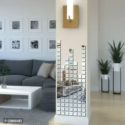 Classic 100 Square Silver Acrylic Mirror Wall Sticker|Mirror For Wall|Mirror Stickers For Wall|Wall Mirror|Flexible Mirror|3D Mirror Wall Stickers|Wall Sticker Cp-393-thumb0