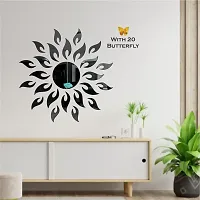 Classic Sun Flame Black With 20 Butterfly Golden Acrylic Mirror Wall Sticker|Mirror For Wall|Mirror Stickers For Wall|Wall Mirror|Flexible Mirror|3D Mirror Wall Stickers|Wall Sticker Cp-110-thumb2