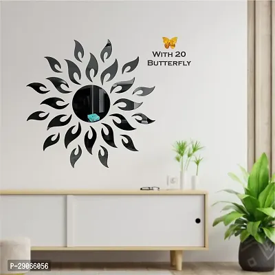 Classic Sun Flame Black With 20 Butterfly Golden Acrylic Mirror Wall Sticker|Mirror For Wall|Mirror Stickers For Wall|Wall Mirror|Flexible Mirror|3D Mirror Wall Stickers|Wall Sticker Cp-110-thumb3