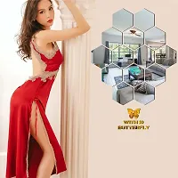 Classic 14 Hexagon Silver With 10 Butterfly Golden Acrylic Mirror Wall Sticker|Mirror For Wall|Mirror Stickers For Wall|Wall Mirror|Flexible Mirror|3D Mirror Wall Stickers|Wall Sticker Cp-227-thumb2