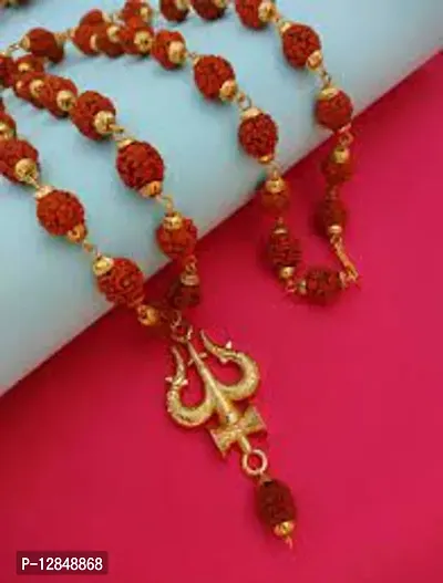 5 mukhi Rudraksha mala 36 beads Big Trishul pc 01