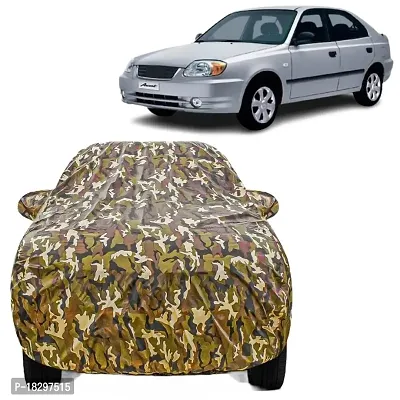 MASF Waterproof Car Cover For Hyundai Accent With Mirror Pocket (Army Green/Jungle)