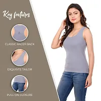 STYLEAONE Casual Sleeveless Solid Women Silver Tank Top-thumb3