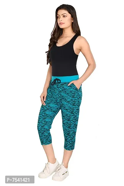 StyleAOne Women Printed Cotton Black White Capri for Women-thumb4