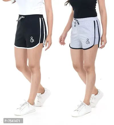 Buy STYLEAONE Self Design Women's Night Shorts, Gym Shorts, Cycling Shorts,  Running Shorts, Sports Shorts, Yoga Shorts (Pack of 2) (M, Black Grey)  Online In India At Discounted Prices