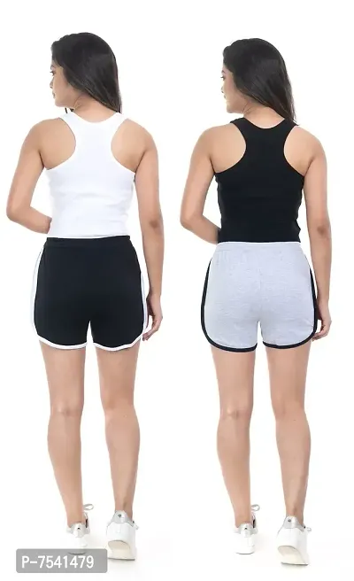 Buy STYLEAONE Self Design Women's Night Shorts, Gym Shorts, Cycling Shorts,  Running Shorts, Sports Shorts, Yoga Shorts (Pack of 2) (L, Black Grey)  Online In India At Discounted Prices