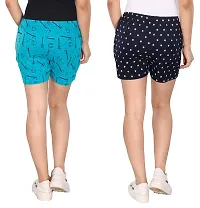 STYLEAONE Women's Cotton Printed Multi-Coloured Shorts - Pack of 2-thumb3