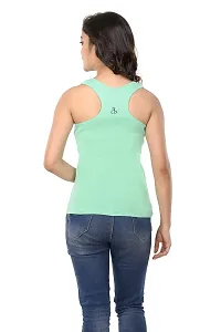 STYLEAONE Casual Sleeveless Solid Women Light Green Tank Top-thumb2