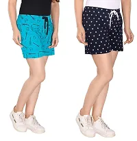 STYLEAONE Women's Cotton Printed Multi-Coloured Shorts - Pack of 2-thumb2