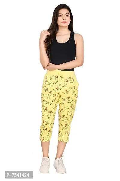 StyleAOne Women Printed Cotton Black White Capri for Women