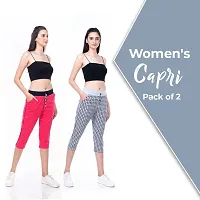 StyleAOne Women Cotton Grey  Pink Capri (Medium)-thumb1