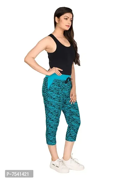 StyleAOne Women Printed Cotton Black White Capri for Women-thumb3