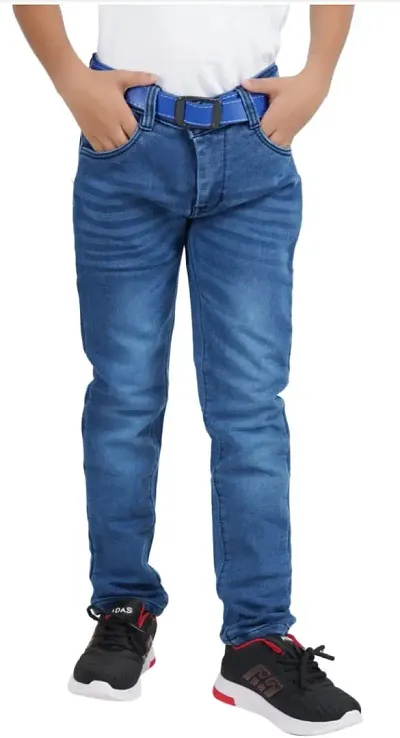Stylish Blue Denim Solid High-Rise Jeans For Men
