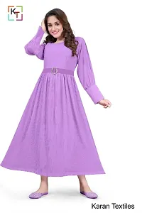 Sahiba Gown With Pleats and Belt (Lavender)-thumb1