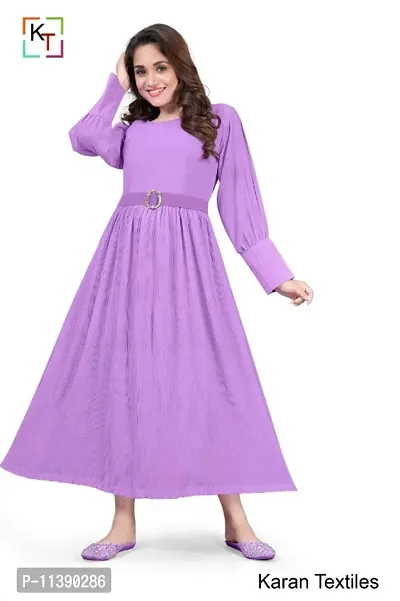 Sahiba Gown With Pleats and Belt (Lavender)-thumb2