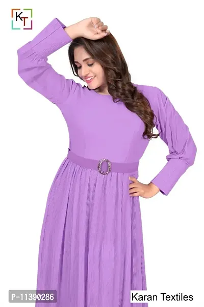 Sahiba Gown With Pleats and Belt (Lavender)-thumb3