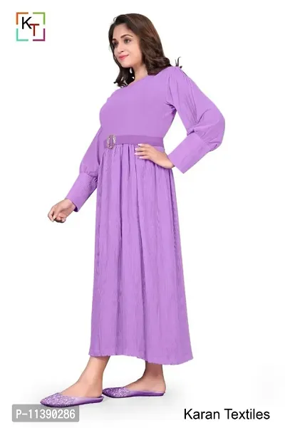 Sahiba Gown With Pleats and Belt (Lavender)-thumb4