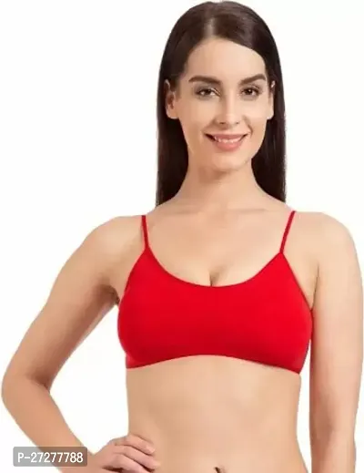 Stylish Red Cotton Solid Bralette Bra For Women